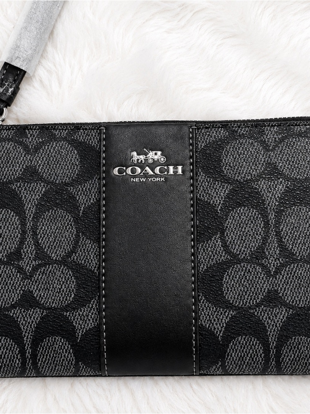 COACH Black Signature Canvas Wristlet